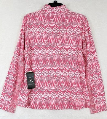 IBKUL Womens Long Sleeve Top XL 1/4 Zip Mock Neck Pink Barbara Golf