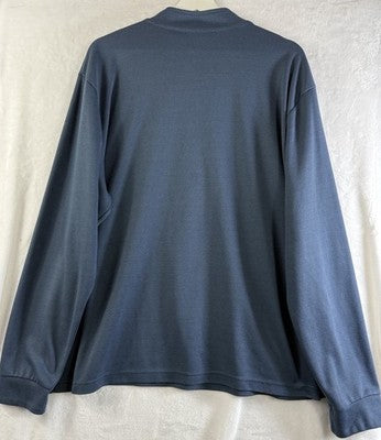 LL Bean 1/4 Zip Pullover Mens XL Blue Mock Neck Long Sleeve