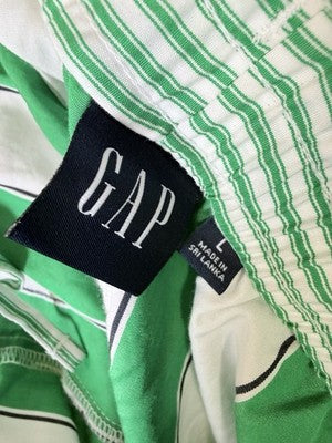Gap Organic Cotton Boxer Shorts Large Green Striped Poplin Womens New