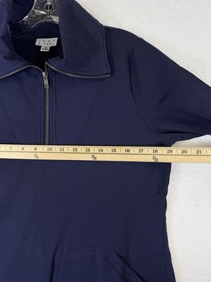 Joan Rivers Tunic Top XS Navy Blue French Terry Mock 1/2 Zip Knit Long Sleeve
