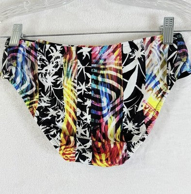 Venus Bandeau Bikini Set Small Top 4 Bottom Black Tropical Print Womens