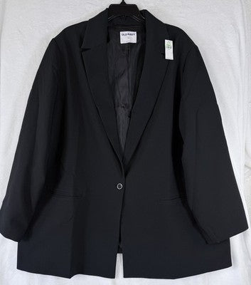 Old Navy Blazer Women 3X Black Suit Jacket Classic Stretch Plus Size New NWT