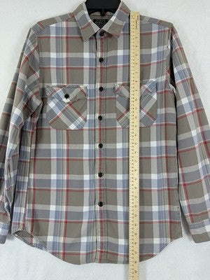 J Crew Flannel Shirt Mens Small Brown Plaid Long Sleeve Button Up Cotton