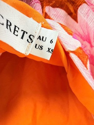 Saint Secrets Dress XS Maxi Sleeveless Pink Floral Twist Back