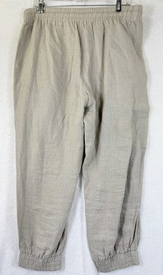 Anthropologie Cloth and Stone Linen Pants Large Joggers Pull On Beige Womens