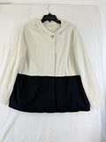 J Jill Large Petite Jacket Hooded Cotton Colorblock Black Tan Womens