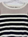 Zara Knit Sweater Women Small Ivory Navy Blue Stripe Long Sleeve Top NWOT