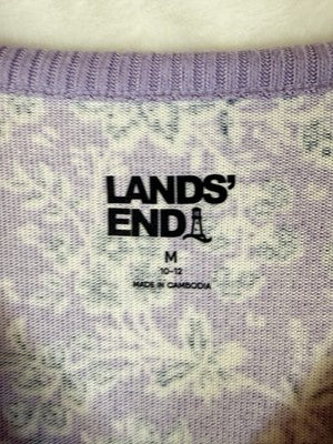 Lands End Nightgown Medium Cozy Classic Long Sleeve Purple Floral Womens Pajamas