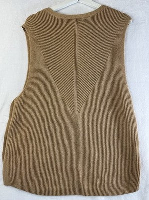 Talbots Sweater Vest Medium Beige V Neck Sleeveless Button Side