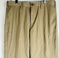 Lands End Khaki Pants 32 32x27 Traditional Fit Tan Mens Flat Front 100% Cotton