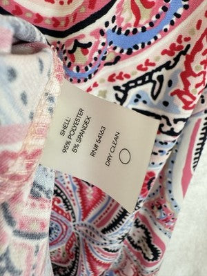 Tommy Hilfiger Dress 8 Bell Sleeve Shear Red Blue Paisley Print Womens