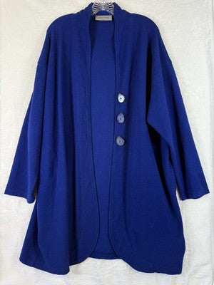 Eleven Stitch Design Cardigan Medium Blue Artsy Lagenlook Art To Wear Womens