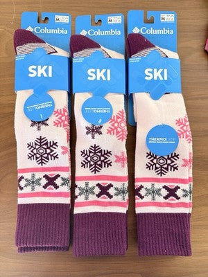 Columbia Ski Socks Medium Womens Lot 3 Pairs Over The Calf Lot New