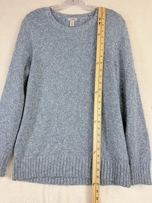 LL Bean Sweater Womens Medium Cotton Ragg Sweater Funnelneck Pullover Blue