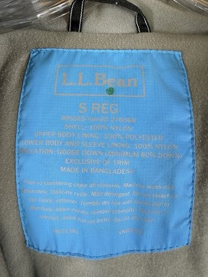 LL Bean Down Jacket Womens Small 3/4 Blue Down Puffer Chevron Quilted