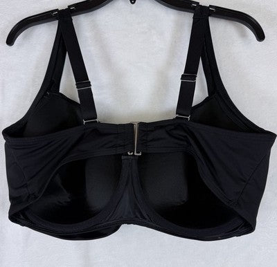 Lands End Bikini Top 16 DDD Black Twist Front Underwire Swim Swimsuit Women