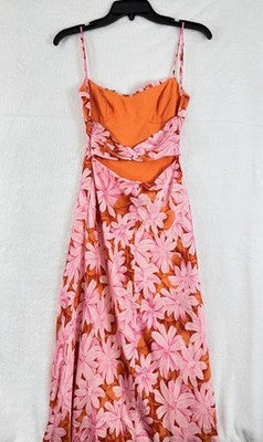 Saint Secrets Dress XS Maxi Sleeveless Pink Floral Twist Back