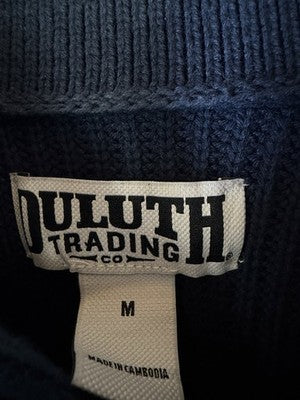Duluth Trading Company Sweater Mens Medium Brigadier Shawl Neck Navy Blue Cotton