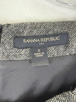 Banana Republic Tweed Dress 4 Gray Sleeveless Wool Blend Sheath