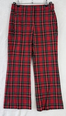 J Crew Kelsey Pant 4 Red Tartan Plaid Flare Pants Womens