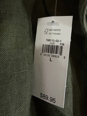 Gap 100% Linen Shirt Men Large Long Sleeve Button Up Down Green New NWT