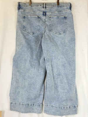 Gap High Rise Stride Wide Leg Ankle Jeans 34 18 Women Light Blue New NWT