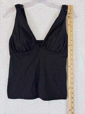 Lands End Tankini Top 8 Black Swim Swimsuit Womens
