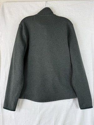 LL Bean Sweater Fleece Full Zip Jacket Mens Large Green Mock Neck Long Sleeve
