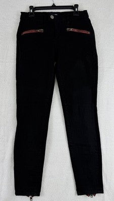 Etienne Marcel Jeans 28 Skinny Black Red Zippers Womens