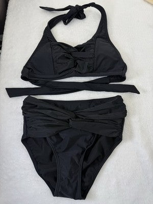 Venus Bikini Set Halter Top 6 High Rise Bottom 4 Black Womens Swim Swimwear New