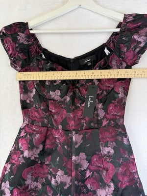Lulus Jumpsuit Small Womens Bustier Jacquard Purple Floral Off The Shoulder New