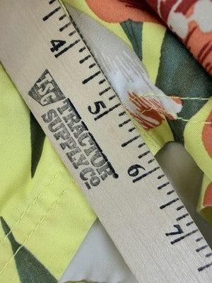 Lands End Swim Trunks Mens Large Yellow Floral Shorts Lined