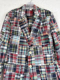 Rowing Blazers Small 36 Mens Indian Madras Plaid Jacket 100% Cotton Embroidered