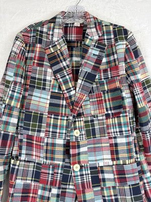 Rowing Blazers Small 36 Mens Indian Madras Plaid Jacket 100% Cotton Embroidered