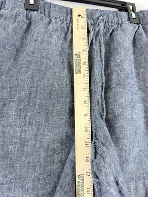 Talbots 100% Linen Shorts Large Blue Pull On Womens