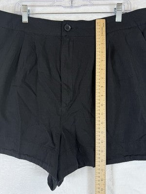 Joie Shorts XL Womens Black High Rise Cotton Linen Pleated