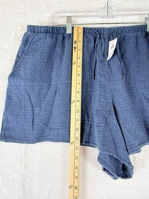 Gap Cotton Gauze Easy Shorts XL Womens Blue Pull On 3.5” New NWT