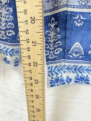 Joie Linen Wide Leg Pants Medium Crop Blue Floral Pull On Womens
