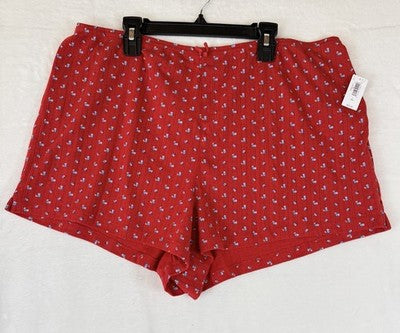 Gap Body Pajama Shorts Large Tall Womens Red Floral Pointelle PJ Sleep New