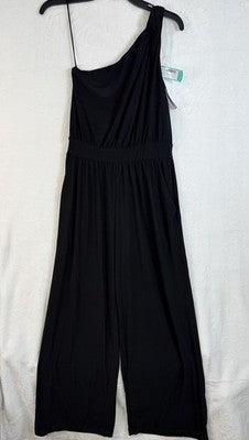 Kayleigh Jumpsuit Black Small Petite Luna One Shoulder Knit Women NWT