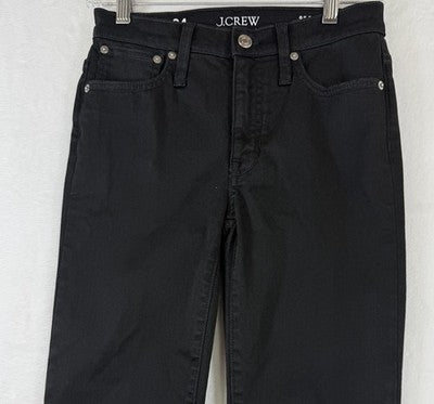 J Crew 9” Demi Boot Crop Jeans 24 Black Denim Womens Raw Hem