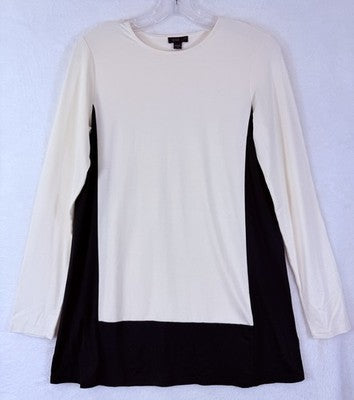 J Jill Wearever XS Top Long Sleeve Jersey Knit Ivory Black Tunic Womens