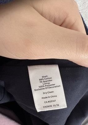 Talbots Skirt 4 Petite Short A-Line Navy Blue Sequins Textured Cotton Stretch 4P