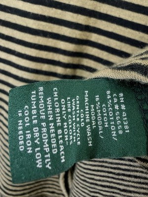 Lauren Ralph Lauren Top XL Black Tan Striped Long Sleeve Knit Long Sleeve
