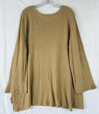 J Jill Sweater XL Tall Linen Blend Tunic Long Sleeve Tops Womens Beige Tan