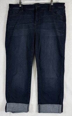 Liverpool Los Angeles Jeans 16W Charlie Crop Dark Blue Denim Wide Cuff Womens