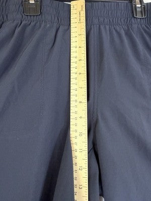 T By Talbots Cropped Pants Medium Petite Lightweight Pull On Navy Blue Tie Hem