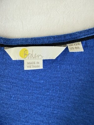 Boden 100% Linen Dress Size 8 Blue Sleeveless Shift Pockets V Neck