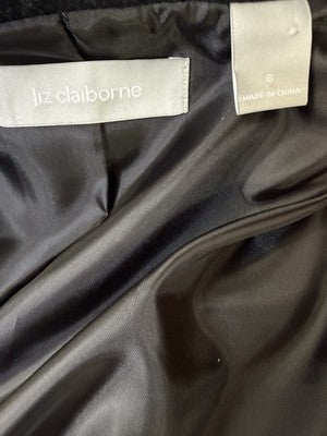 Liz Claiborne Blazer 6 Womens Black Wool Blend Logo Jacket