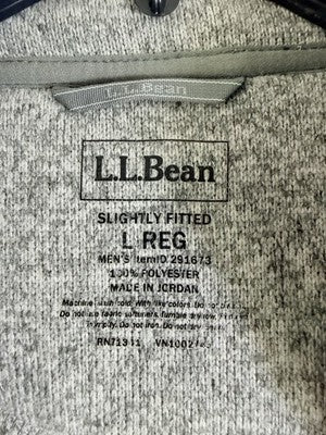 LL Bean Sweater Fleece Jacket Gray Mens Large Full Zip